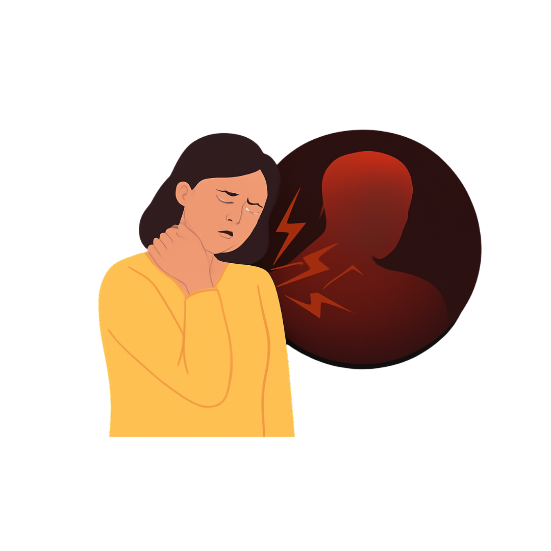 Mulher com dor no pescoço